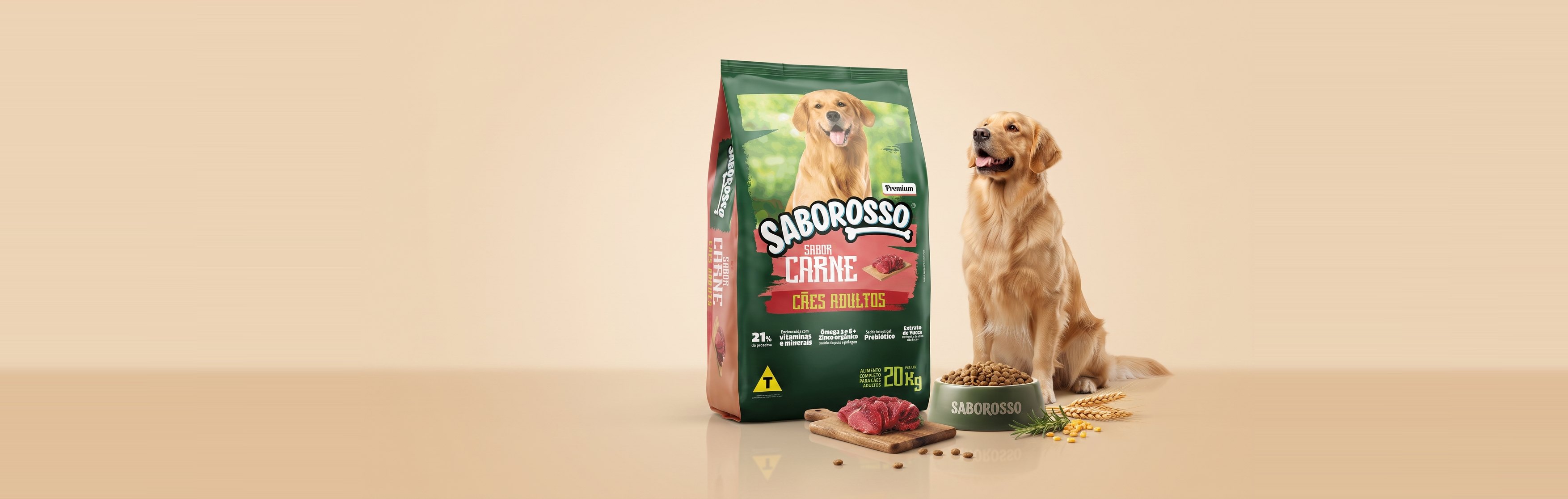 Saborosso Premium — Cães Adultos 20 kg com Golden Retriever