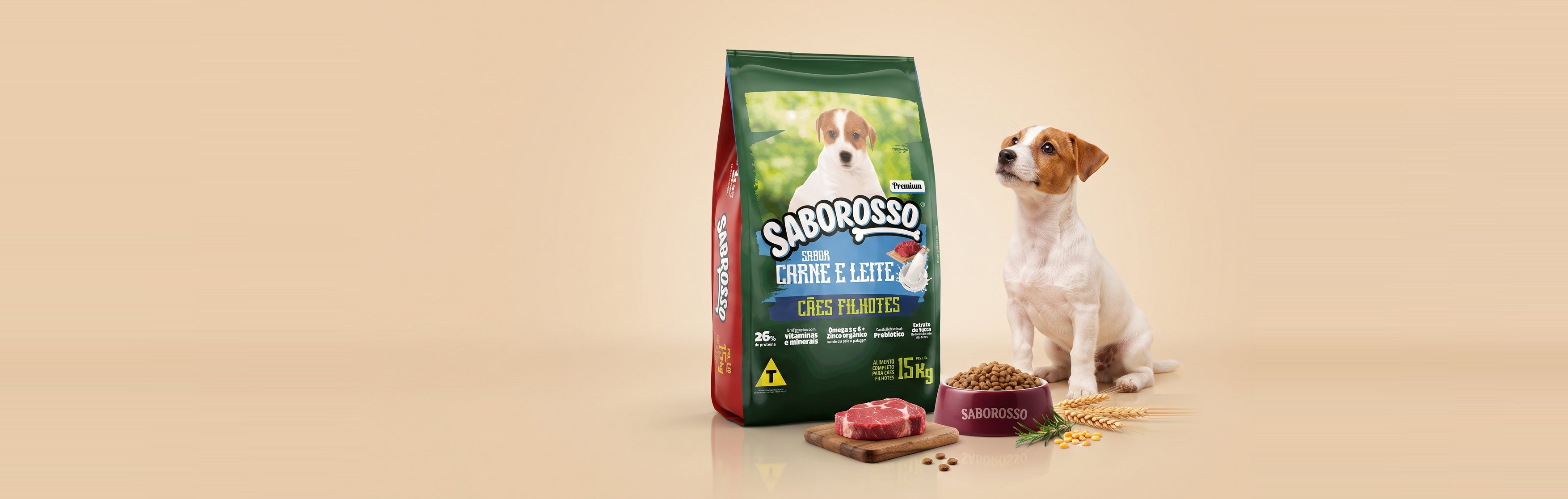 Saborosso Premium Filhotes Carne e Leite 15 kg