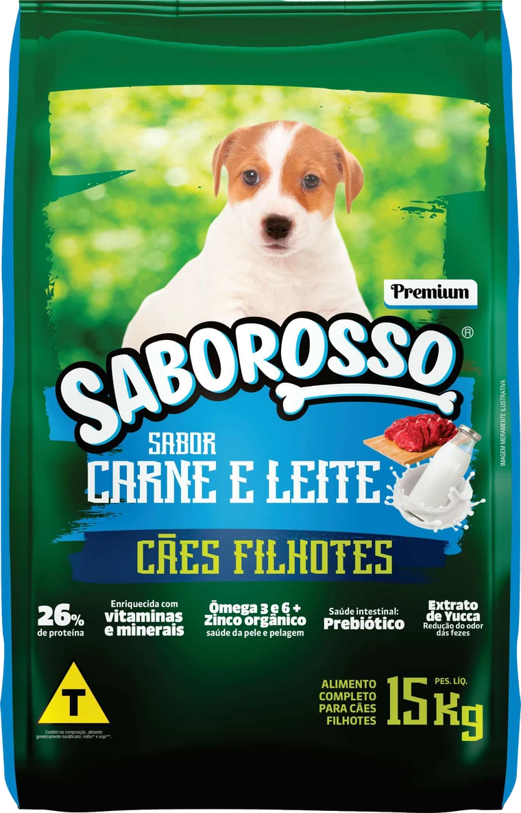 Saborosso · Premium Cães Filhotes — Carne e Leite